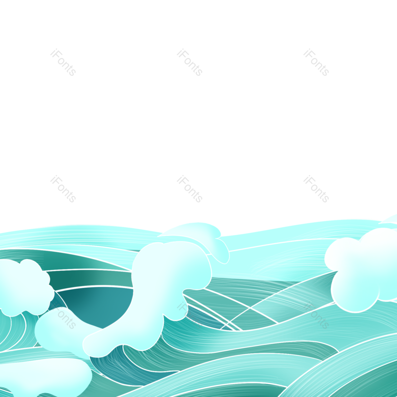 插画图片,海浪元素,PNG,免抠素材